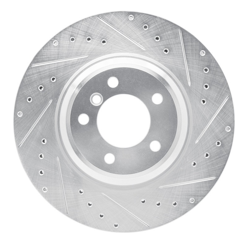 BMW 335XI Brake Rotor (1) - Front Right - R1 Concepts - Drilled & Slotted - Silver - `07-`15